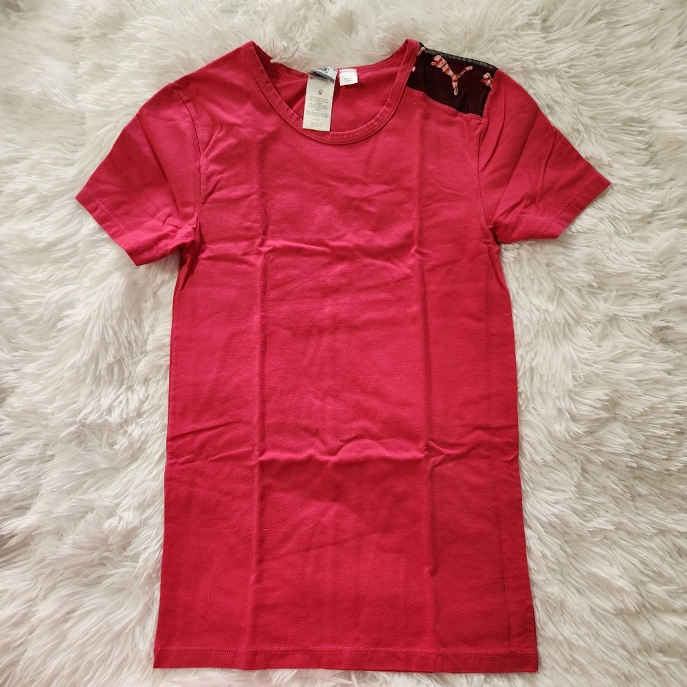 Puma Pink Mesh Inset Short Sleeve Shirt